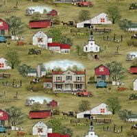 Amish Houses/Barns/Covered Bridges fabric 1/2 yard