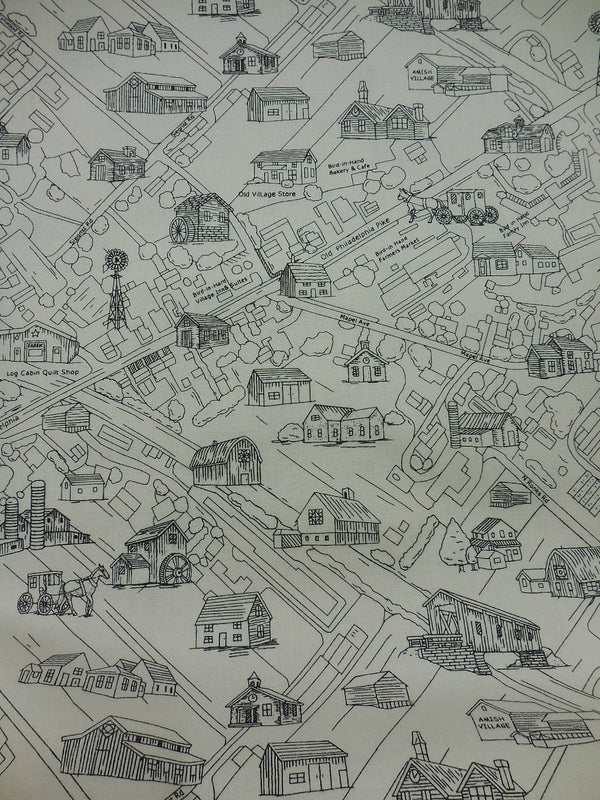 Map of Bird in Hand (Black and White) 1/2 Yard